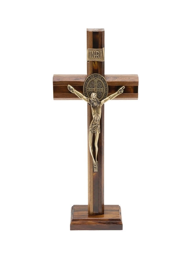 Intercession Saint Benedict Standing Crucifix Cross (Antique Gold) - Image 1